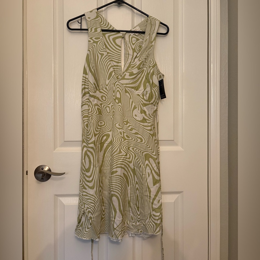 Roark Olive and White Swirl Mini Dress